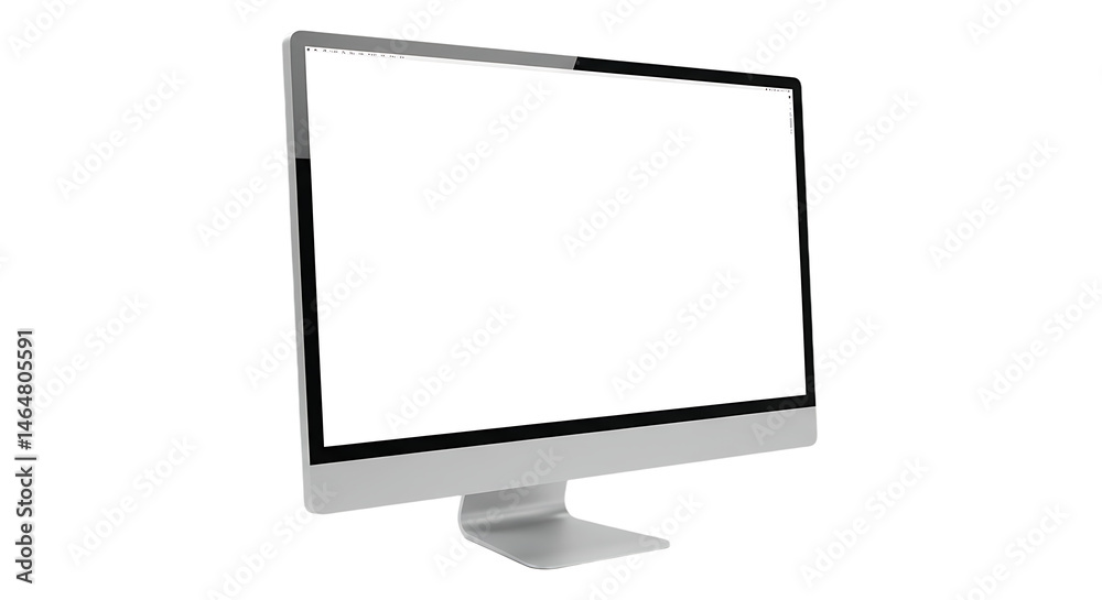 Computer with Blank Screen on White Background Computer with Blank Screen on White Background