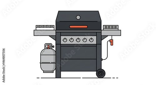 Grilling Equipment Vector Illustration on White Background