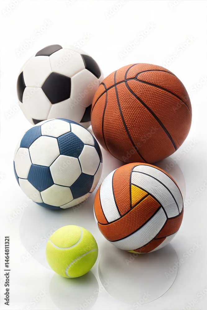Collection of various sports balls isolated on white Collection of various sports balls isolated on white