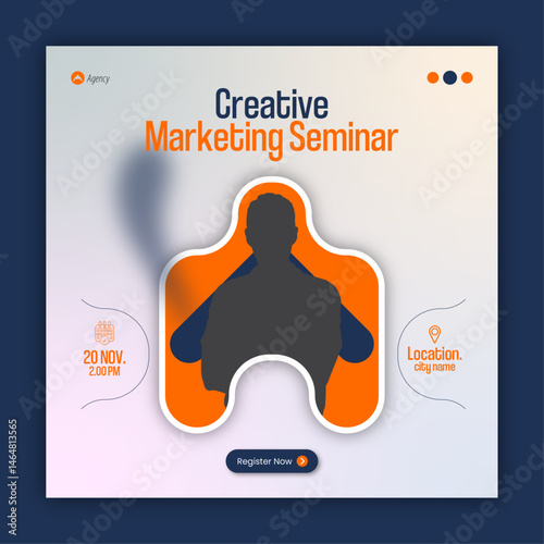 Business Conference Social Media Post Template or online business webinar social media post design template