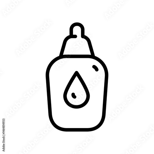 Eye, ear or nasal drops for treatment, line icon. Small Plastic bottle with drop sign. Vector illustration isolated on white background.
