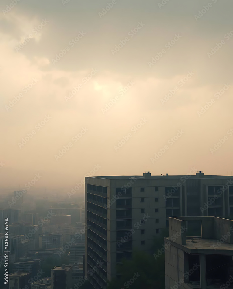 Fototapeta premium Post-Apocalyptic Brutalist Fortress, created by generative ai, brutalism building