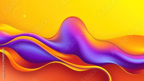 Abstract Vibrant Wave Background with Fluid Yellow, Orange, and Purple Hues