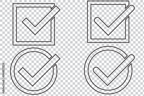 check mark icon set. check box icon with correct, accept checkmark icons green tick box, check list circle frame - checkbox symbol sign. checkbox square frame