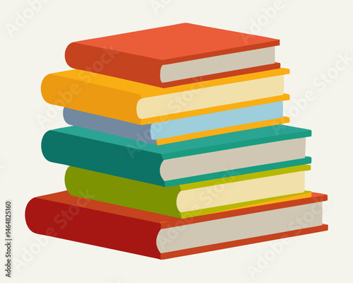Stack of Colorful Books Illustration