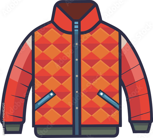 A stylish quilted jacket vector art illustration featuring detailed stitching, cozy padding, and modern design, perfect for fashion and winter themes.