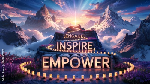 Engage, Inspire, Empower Concept for Motivational Leadership and Positive Change