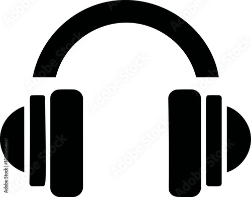 Black silhouette of over-ear headphones with simple design. Vector illustration