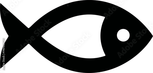 Black silhouette of an ichthys symbol , symbol of Christianity. Vector illustration