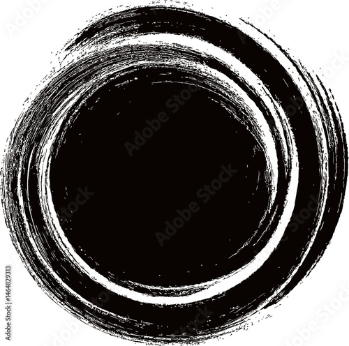 Hand-drawn black enso circle , symbolizing elegance and zen. Vector illustration
