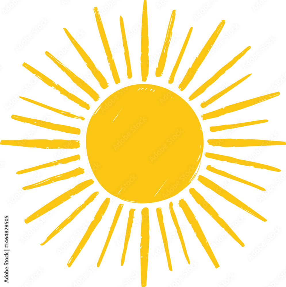 Yellow sun with sunrays illustration , cheerful symbol. Vector illustration Yellow sun with sunrays illustration , cheerful symbol. Vector illustration