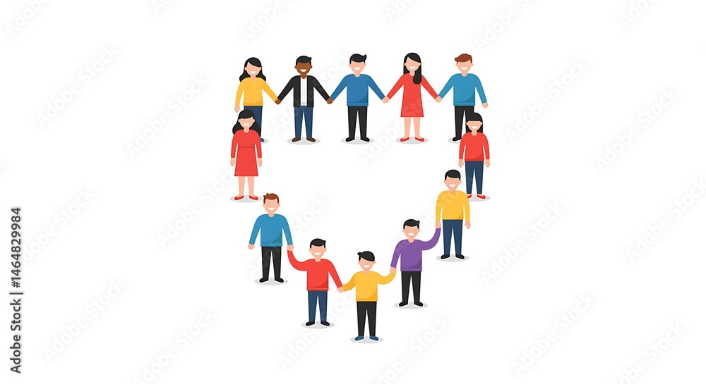 Group of People Holding Hands Forming a Shape