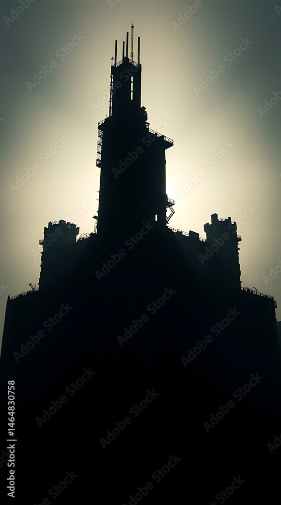 Naklejka premium Post-Apocalyptic Brutalist Fortress, created by generative ai, brutalism building