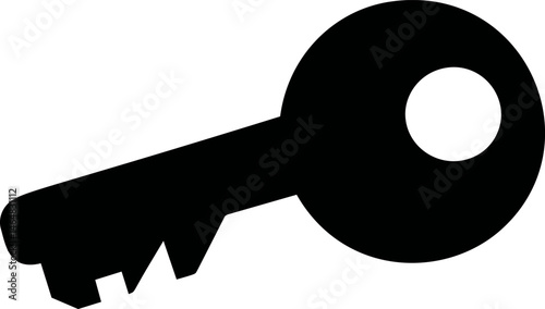 Black silhouette of a vintage key  in minimalist design. Vector illustration