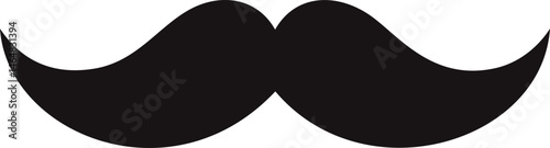 Black silhouette of a classic curled mustache. Vector illustration