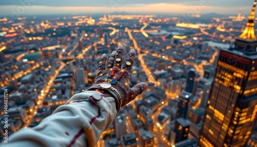 aerial view of the city at night