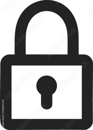 Black padlock icon  symbolizing security and protection. Vector illustration