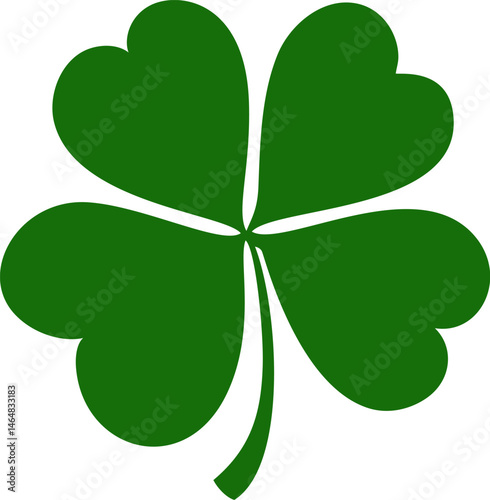 Green four-leaf clover symbolizing luck and prosperity. Vector illustration