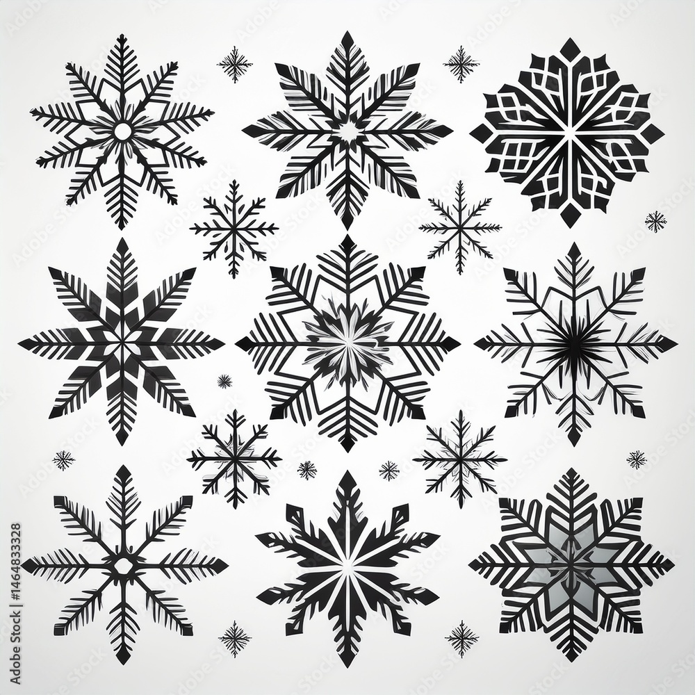 set of vector snowflakes set of vector snowflakes