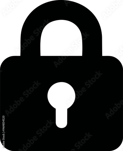 Black silhouette of a padlock  for security concept. Vector illustration