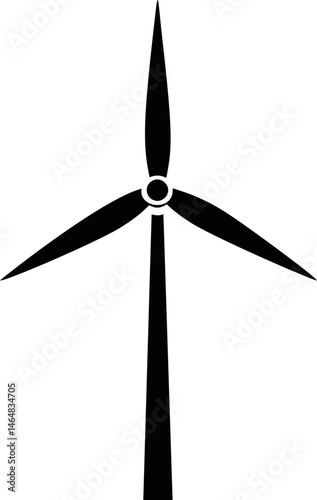 Black silhouette of a wind turbine , renewable energy icon. Vector illustration