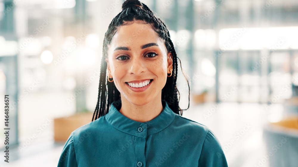© peopleimages.com - Portrait, business and woman with smile in office for bookkeeping, about us and accountant. Happy, female person and company consultant with financial experience, career ambition and asset management