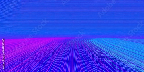 Abstract Neon Linescape Vibrant Blue and Pink Parallel Lines Converging on the Horizon photo