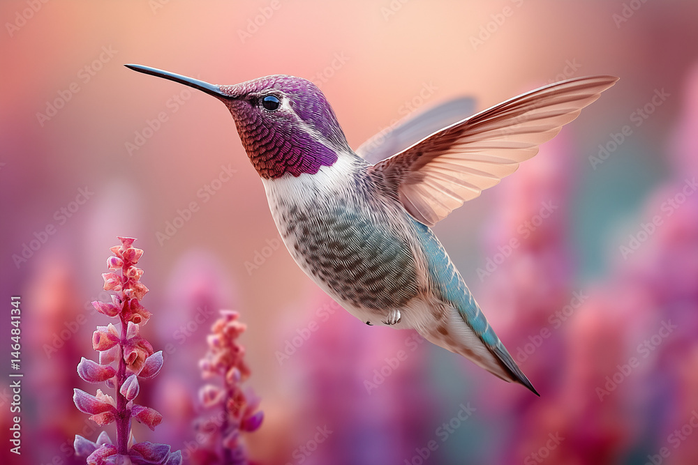 Fototapeta premium Hummingbird that is feasting on a flower