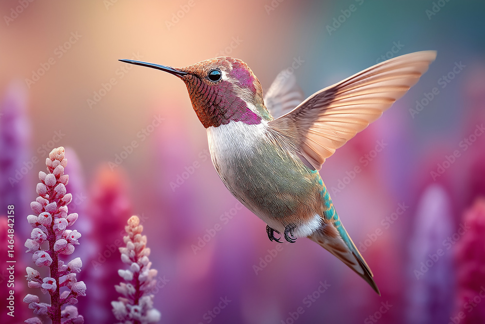 Fototapeta premium Hummingbird that is feasting on a flower
