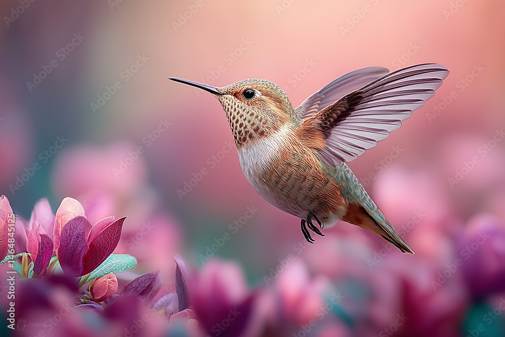 Fototapeta premium Hummingbird that is feasting on a flower