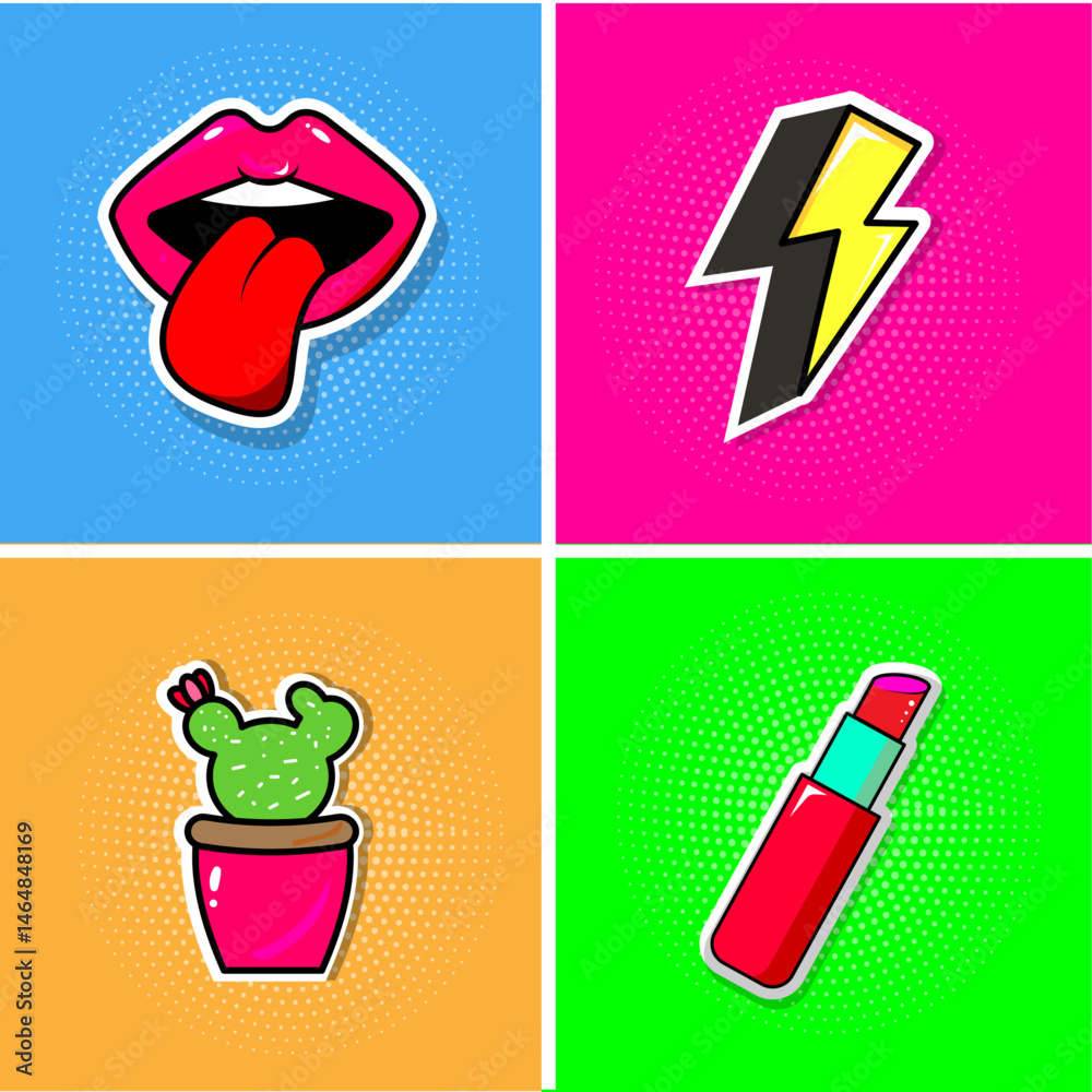 Obraz premium vector illustration of a set of pills. pop artist