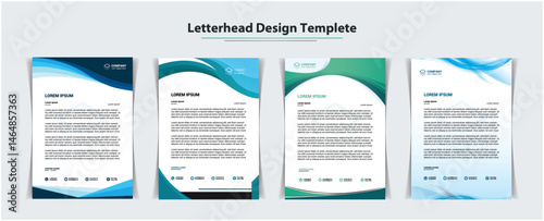 Clean and professional corporate company business letterhead template design with color variation bundle