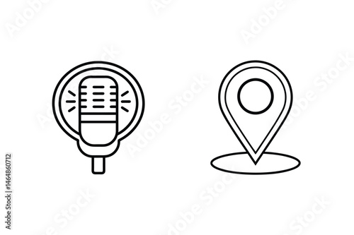 Modern podcast recording and location pin icons for business or creative content usage