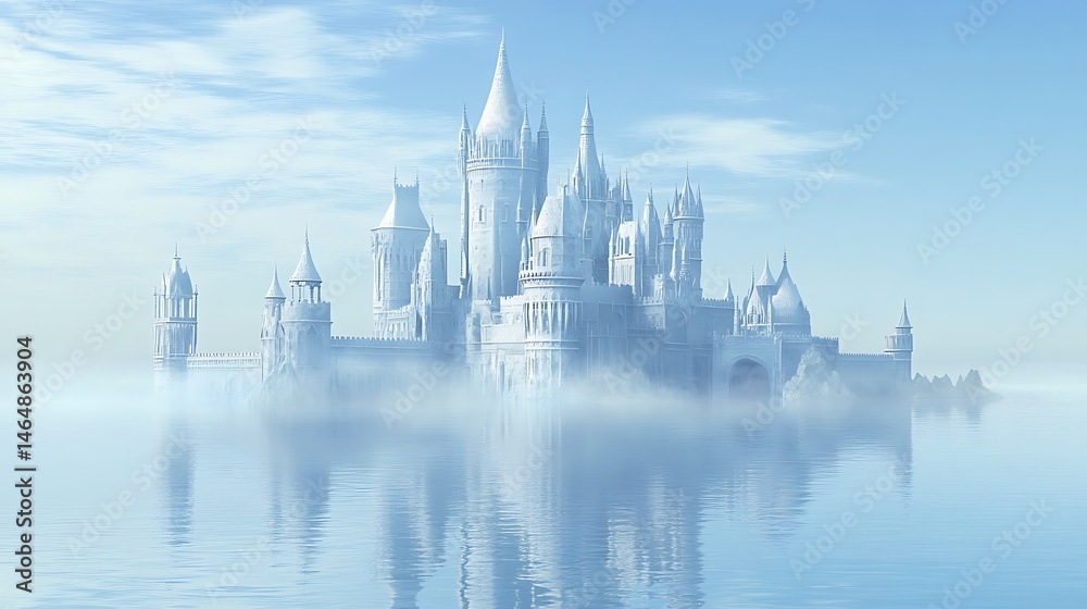 Ethereal castle on calm waters architectural fantasy design Ethereal castle on calm waters architectural fantasy design
