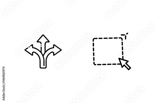 Vector icons illustrating choice direction selection and edit functionality for digital design