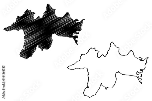Lake Shanti Sagara (Republic of India) map vector illustration, scribble sketch Sulekere map