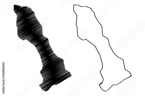 Lake Tilicho (Federal Democratic Republic of Nepal) map vector illustration, scribble sketch map