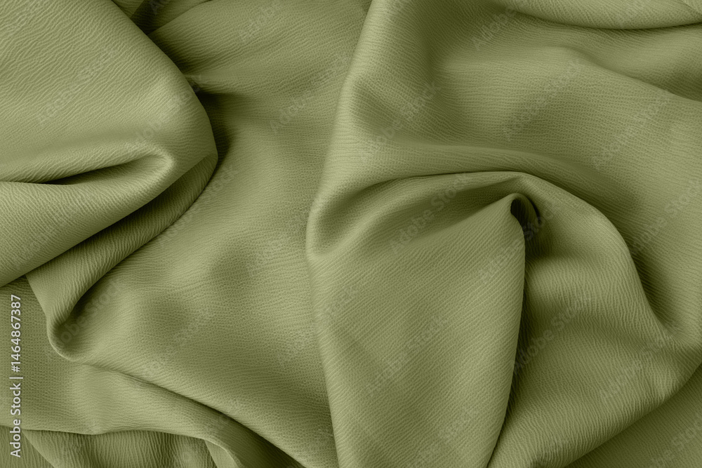 Obraz premium Elegant fabric texture in green color with soft flowing folds and creases
