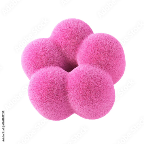 Violet abstract fluffy flower. 3d design element isolated on white background.