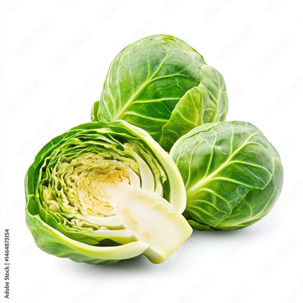 Fototapeta premium Fresh green cabbage with vibrant leaves