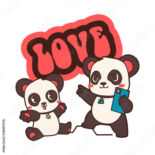 vector illustration of cute and adorable panda animals