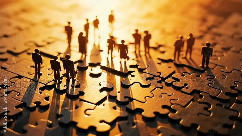 Connecting People and Ideas: Teamwork and Collaboration Concept on Puzzle Pieces
