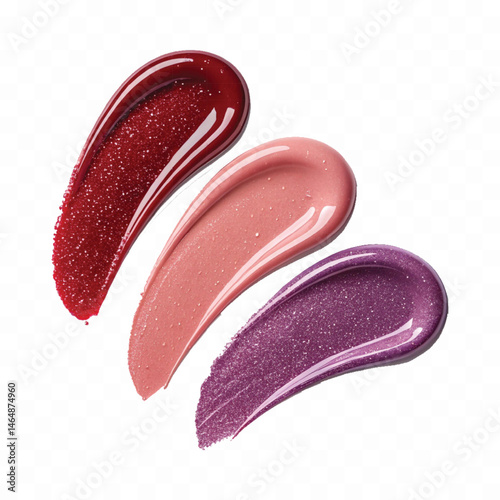 realistic smooth glossy cosmetics swatches in different colour style isolated on transparent background