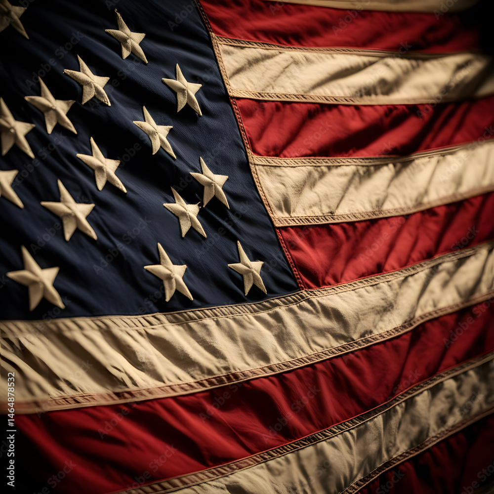 Fototapeta premium Detailed Close-Up of an American Flag