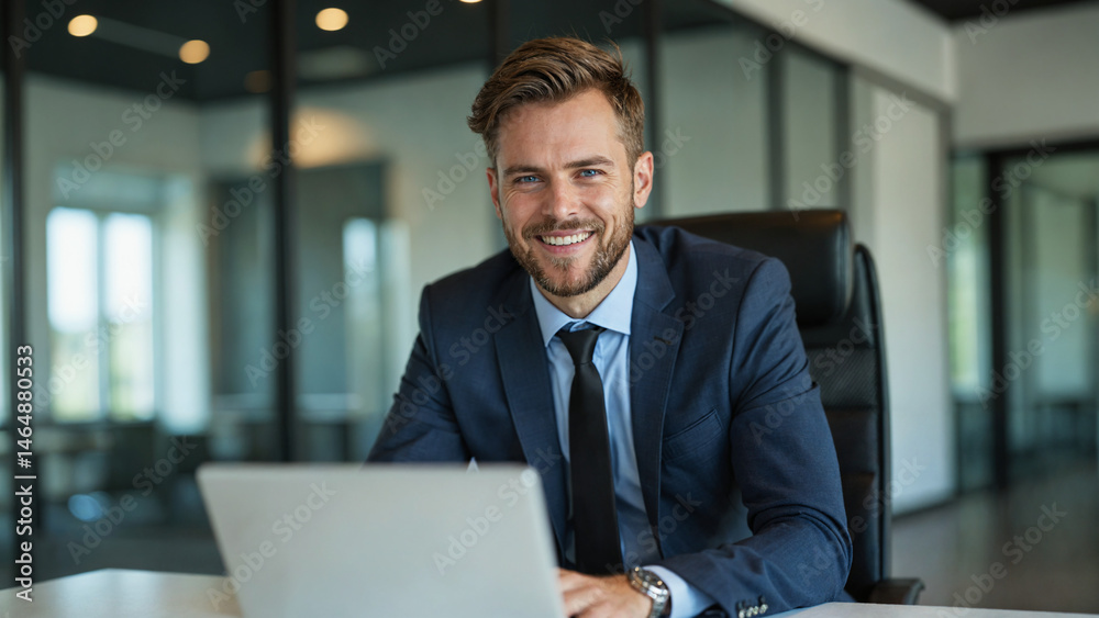 Businessman working in office.