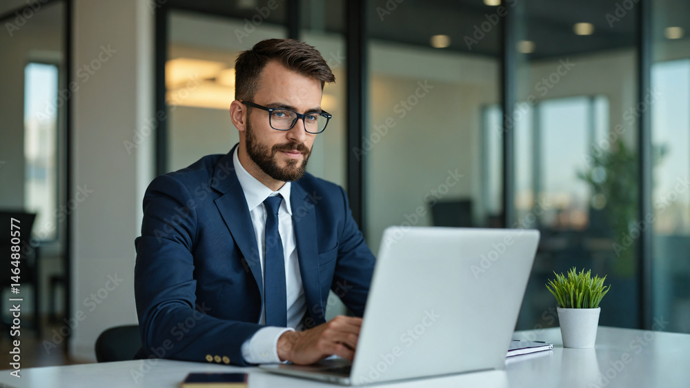Businessman working in office.