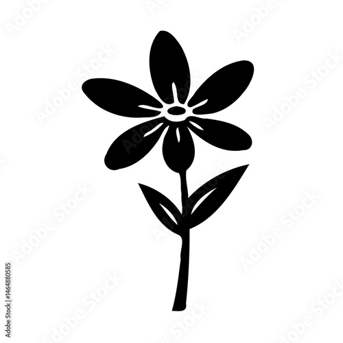 Elegant floral silhouette with five petals, conveying simplicity and charm