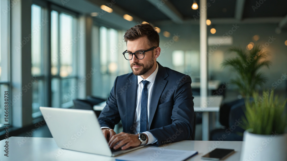 Businessman working in office.