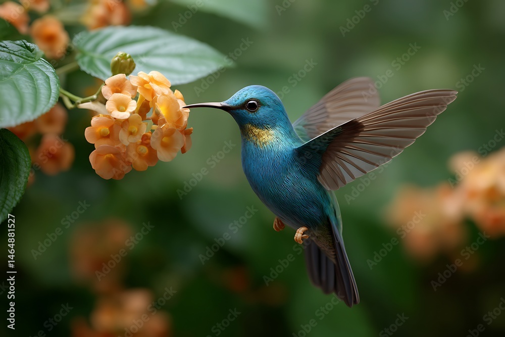 Fototapeta premium Hummingbird feeding on flower