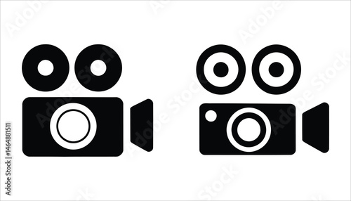 Vintage Film Camera Icon. Classic Camera with Reel Vector Design.